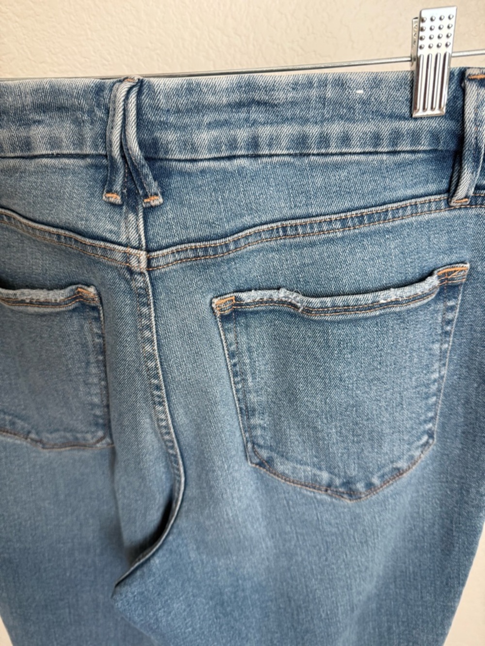 Good American High-Rise Distressed Straight Jeans - Medium Wash - Picture 8 of 10